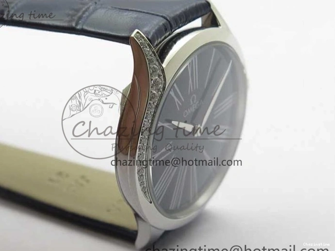 0422 Ladies’ De Ville Trésor Diamond Blue Dial Blue Fabric Watch OXF 1:1 Best Edition Swiss Quartz Upgraded 7892